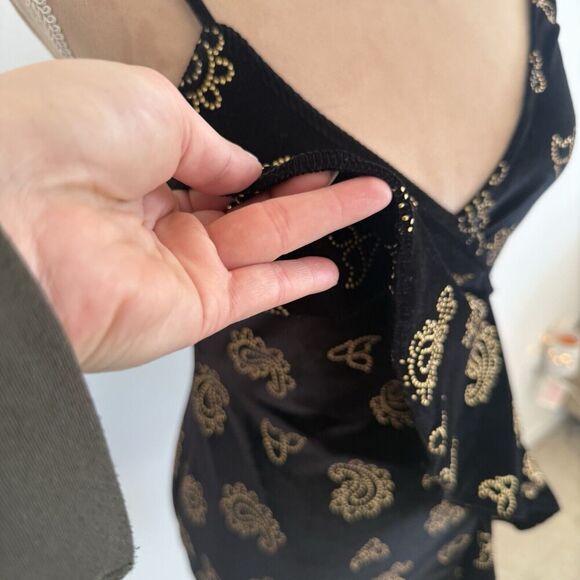 TULAROSA | Revolve Emily Wrap Mini Dress in Black and Gold | Size XS - Picture 4 of 12